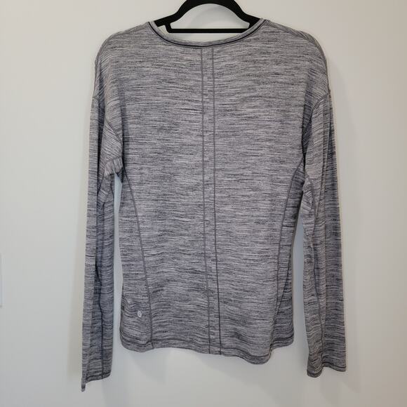Lululemon Gray Heathered Striped Long Sleeve Shirt Size 6 - Picture 2 of 6